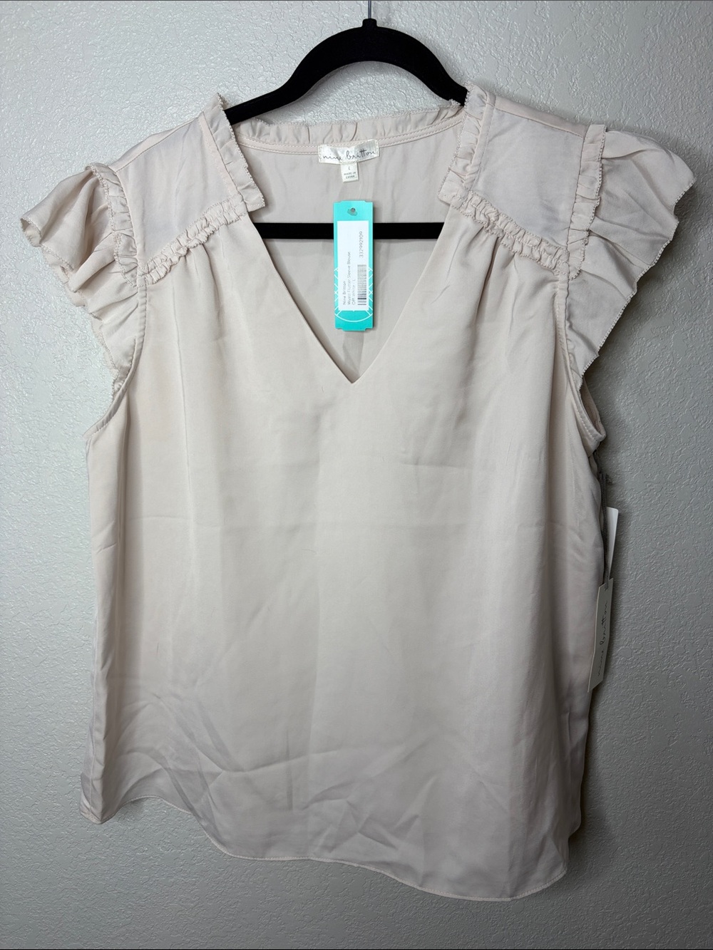 nine britton Light Beige Ruffle Sleeve V-Neck Camisole